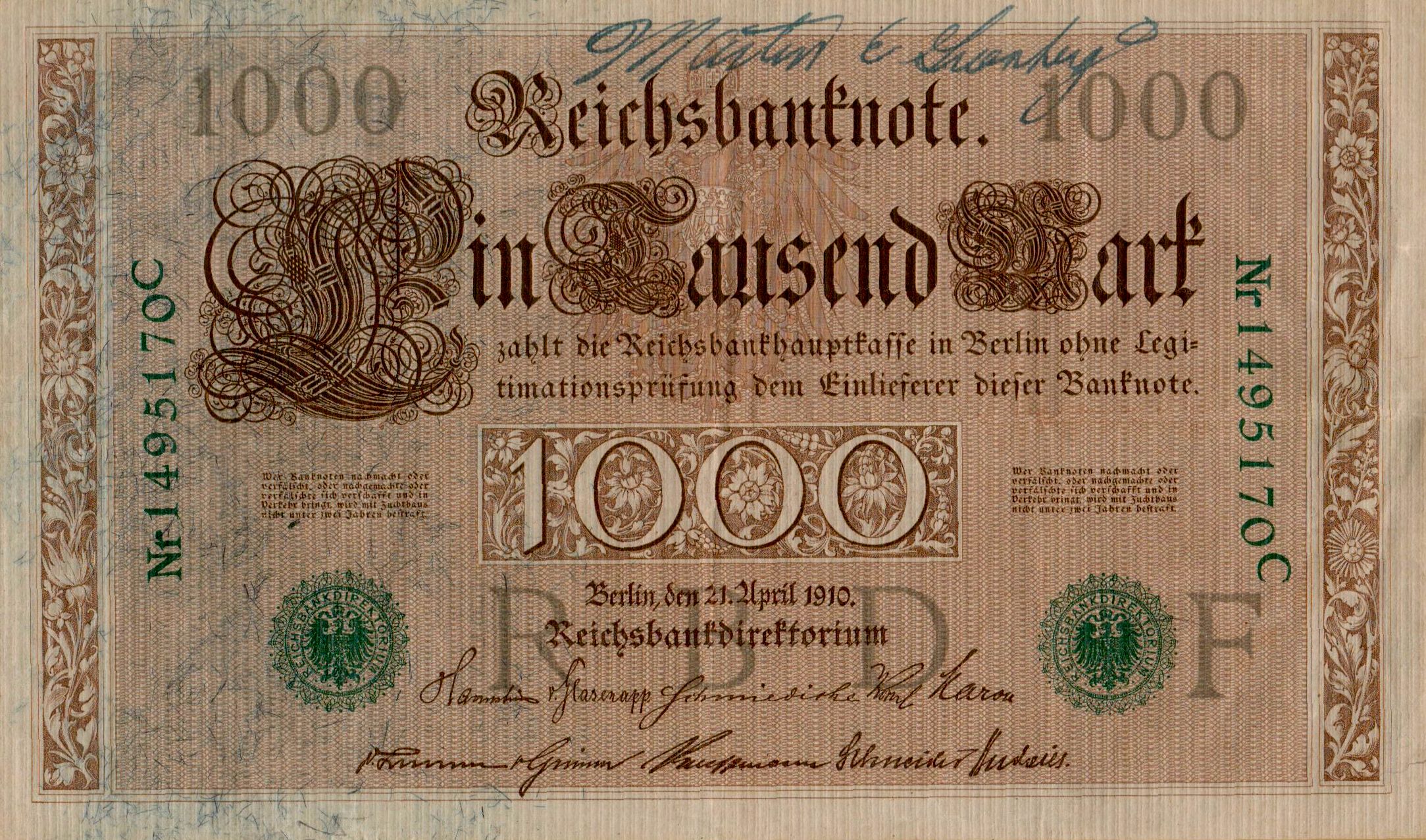 Germany 1000 1910 XF P-45/b